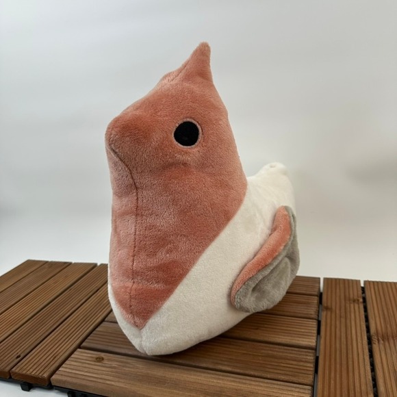 Fleurs et Altiere Handmade Other - Cute Red Sparrow Bird Plush Toy Stuffed Animal Kawaii Coral White Gray Kids Gift